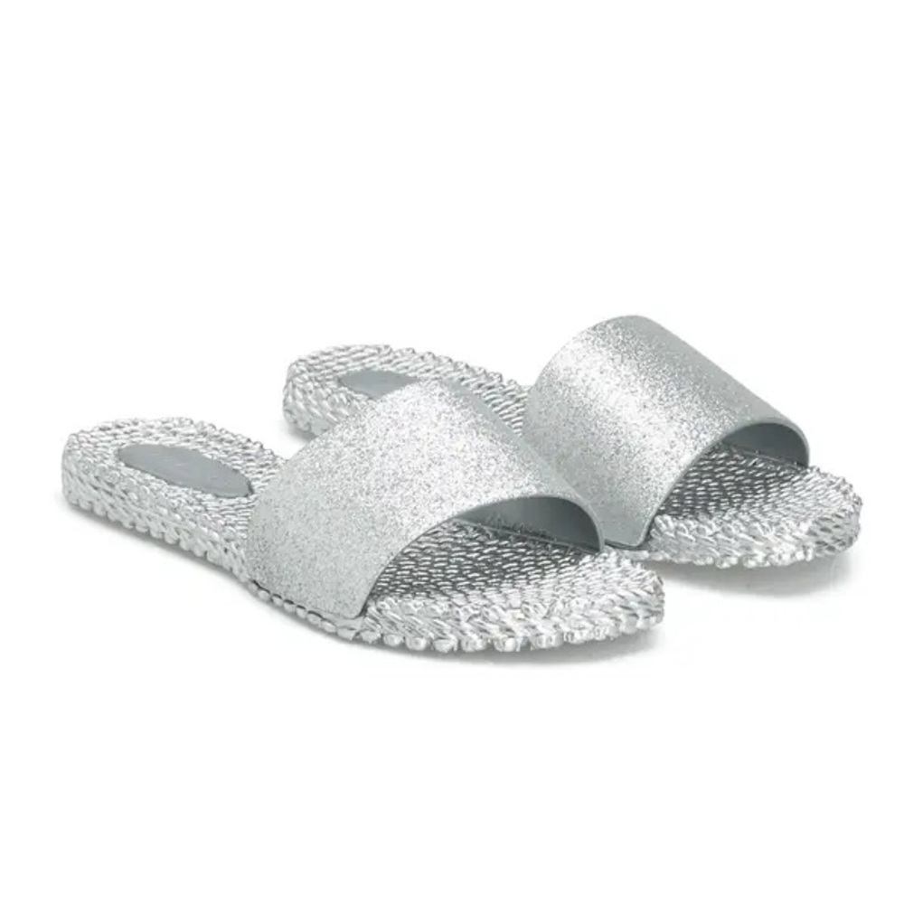 ILSE JACOBSEN Silver slip on slide sandals